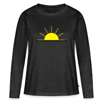 Soleil levant ou couchant jaune - T-shirt manches longues Premium bio Femme - anthracite chiné - Devant - Julia (174cm)