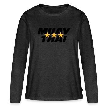 Muay Thai - T-shirt manches longues Premium bio Femme - anthracite chiné - Devant - Julia (174cm)