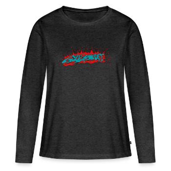 Bonnes choses - T-shirt manches longues Premium bio Femme - anthracite chiné - Devant - Julia (174cm)