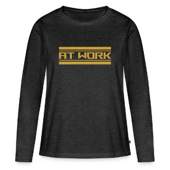 at work - Frauen Premium Bio Langarmshirt - Anthrazit meliert - Vorne - Julia (174cm)