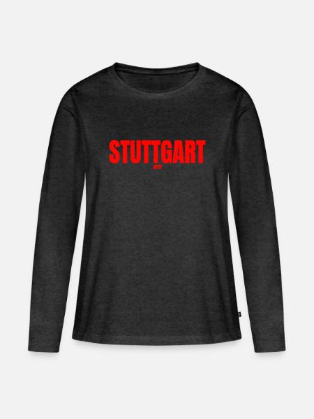 Stuttgart 0711 - Frauen Premium Bio Langarmshirt - Anthrazit meliert