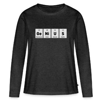 Genius Nerd Geek - Frauen Premium Bio Langarmshirt - Anthrazit meliert - Vorne - Julia (174cm)