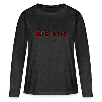 Berlin Campus-Design für Jacken mit Reißverschluss - Frauen Premium Bio Langarmshirt - Anthrazit meliert - Vorne - Julia (174cm)
