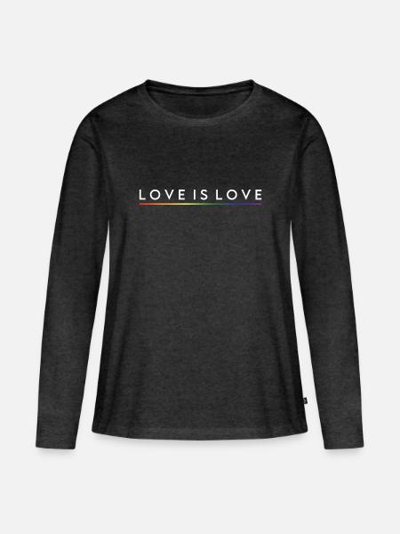 LOVE IS LOVE - Frauen Premium Bio Langarmshirt - Anthrazit meliert