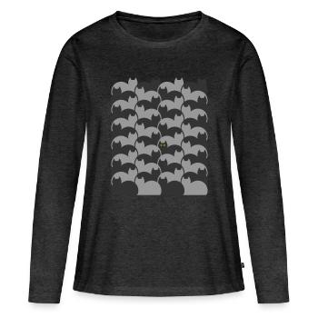 Escher Style Cats Textur - Frauen Premium Bio Langarmshirt - Anthrazit meliert - Vorne - Julia (174cm)