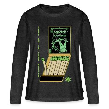 UFO Invasion Vintage Poster Design - Women's Premium Organic Long Sleeve Shirt - heather anthracite - Front - Julia (174cm)