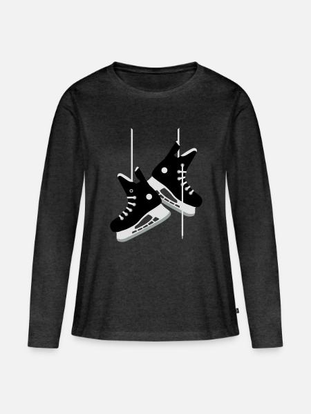 Eishockey-Schlittschuhe - Frauen Premium Bio Langarmshirt - Anthrazit meliert