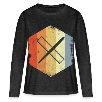 Vintage Pen and Ruler - Women's Premium Organic Long Sleeve Shirt - heather anthracite - Front - Julia (174cm)