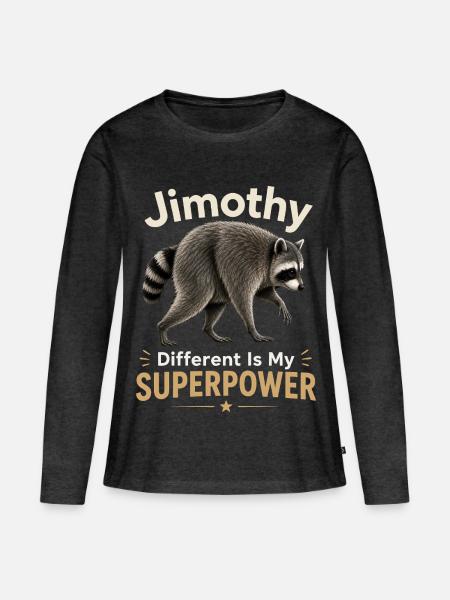 Jimothy Anders ist meine Superkraft - Frauen Premium Bio Langarmshirt - Anthrazit meliert