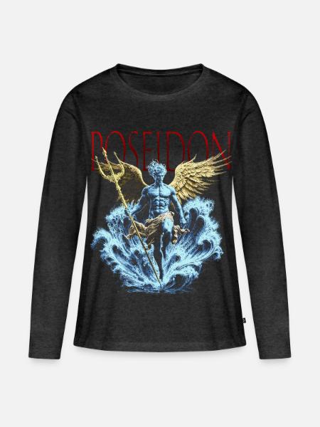 Poseidons gefallener Engel - Frauen Premium Bio Langarmshirt - Anthrazit meliert