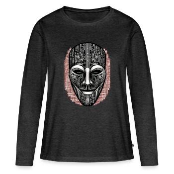 Anonymous Hacker Maske - Frauen Premium Bio Langarmshirt - Anthrazit meliert - Vorne - Julia (174cm)