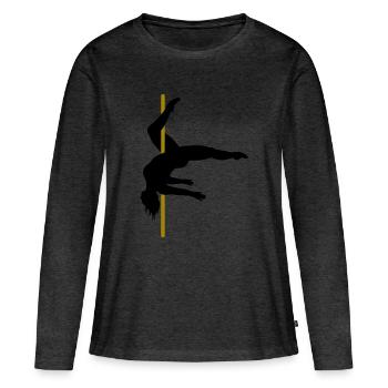 Curvy Poledancer in the Inside Leg Hang - Women's Premium Organic Long Sleeve Shirt - heather anthracite - Front - Julia (174cm)