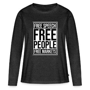 Marché de la liberté d’expression Peuple Libertarian Freedom Logo - T-shirt manches longues Premium bio Femme - anthracite chiné - Devant - Julia (174cm)