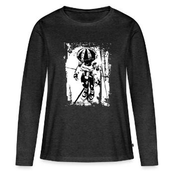 Robot Whitestyle - Frauen Premium Bio Langarmshirt - Anthrazit meliert - Vorne - Julia (174cm)