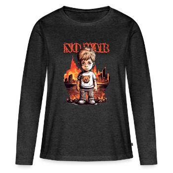No war ! - Women's Premium Organic Long Sleeve Shirt - heather anthracite - Front - Julia (174cm)