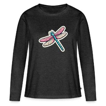 Dragonfly in pastel - Women's Premium Organic Long Sleeve Shirt - heather anthracite - Front - Julia (174cm)