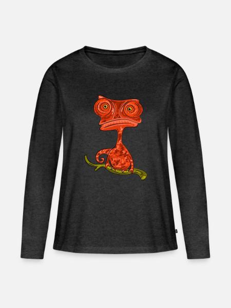 Chamaeleon Exotisch Geschenkidee - Frauen Premium Bio Langarmshirt - Anthrazit meliert