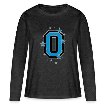 Le numéro zéro et les étoiles - T-shirt manches longues Premium bio Femme - anthracite chiné - Devant - Julia (174cm)