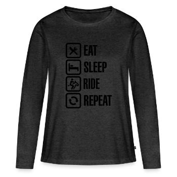 Eat sleeps horse ride repeat - T-shirt manches longues Premium bio Femme - anthracite chiné - Devant - Julia (174cm)
