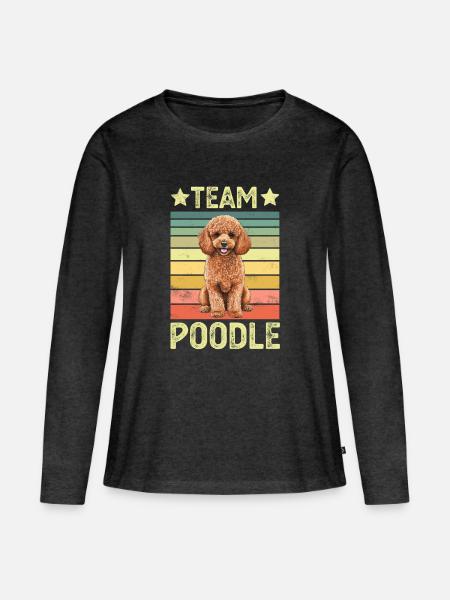 Hund Pudel - Frauen Premium Bio Langarmshirt - Anthrazit meliert