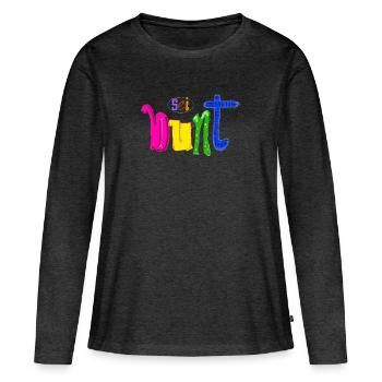 Bunt - Frauen Premium Bio Langarmshirt - Anthrazit meliert - Vorne - Julia (174cm)