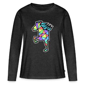 Ross Polygon Islandpferde Isländer Pferdenarr - Frauen Premium Bio Langarmshirt - Anthrazit meliert - Vorne - Julia (174cm)
