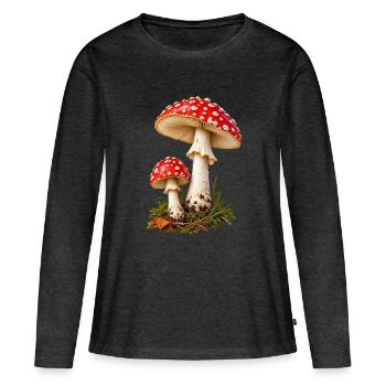 Fliegenpilz - Frauen Premium Bio Langarmshirt - Anthrazit meliert - Vorne - Julia (174cm)