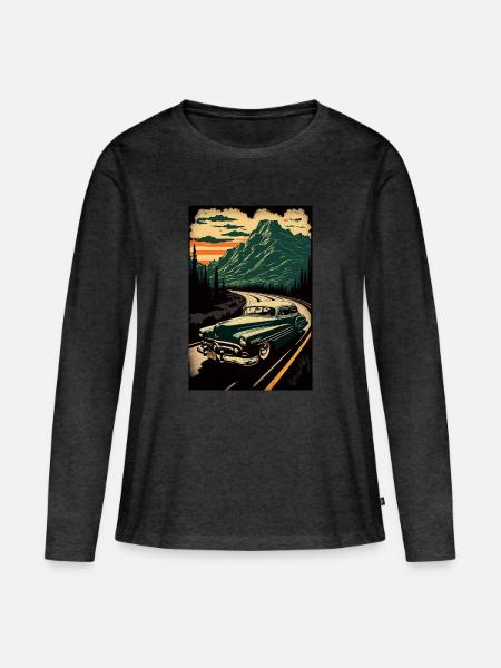 Vintage Car - Frauen Premium Bio Langarmshirt - Anthrazit meliert