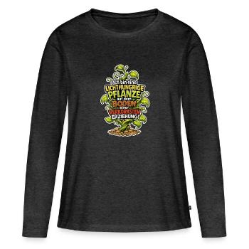 Lichthungrige Pflanze - Frauen Premium Bio Langarmshirt - Anthrazit meliert - Vorne - Julia (174cm)
