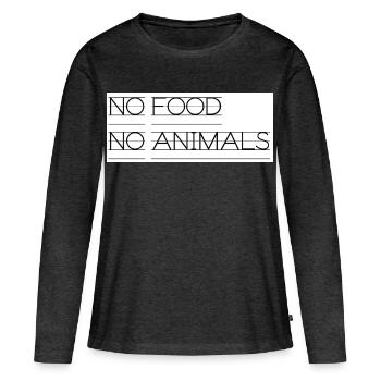 Pas de nourriture Pas d’animaux Faute de frappe - T-shirt manches longues Premium bio Femme - anthracite chiné - Devant - Julia (174cm)