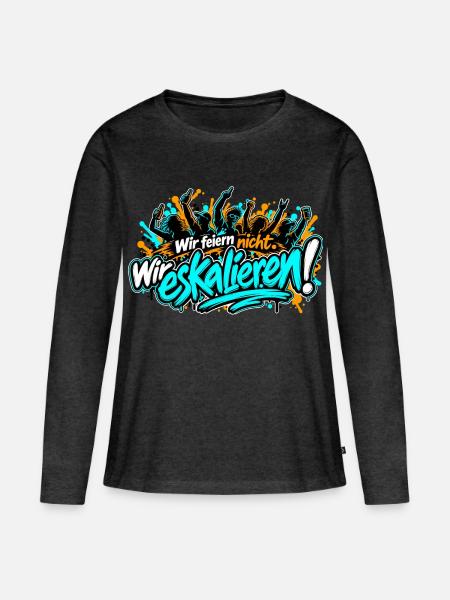 Wir eskalieren! - Frauen Premium Bio Langarmshirt - Anthrazit meliert