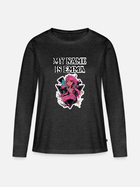 Mein Name ist Emma 2026 - Frauen Premium Bio Langarmshirt - Anthrazit meliert