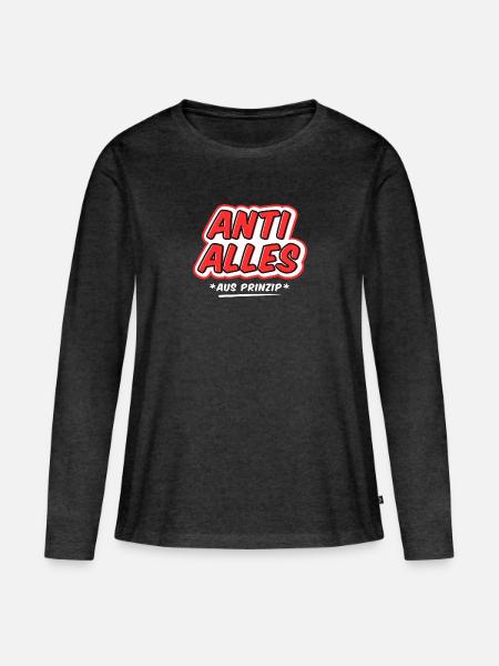 Anti Alles Aus Prinzip - Frauen Premium Bio Langarmshirt - Anthrazit meliert
