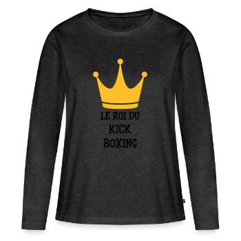Kickboxing / Kick-Boxeur / Kick Boxing / - T-shirt manches longues Premium bio Femme - anthracite chiné - Devant - Julia (174cm)