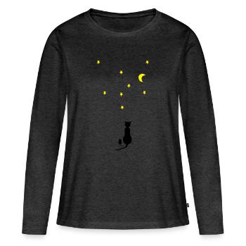 Cat & Mouse - T-shirt manches longues Premium bio Femme - anthracite chiné - Devant - Julia (174cm)