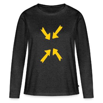 focus yellow - Women's Premium Organic Long Sleeve Shirt - heather anthracite - Front - Julia (174cm)