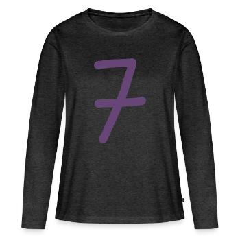 7 numéro sept numéro Violet anniversaire - T-shirt manches longues Premium bio Femme - anthracite chiné - Devant - Julia (174cm)