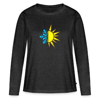 Logo d’isolation froid chaleur neige soleil - T-shirt manches longues Premium bio Femme - anthracite chiné - Devant - Julia (174cm)