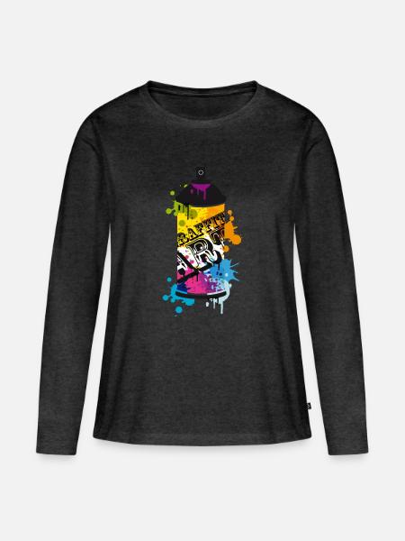 Spraydosen Graffiti - Frauen Premium Bio Langarmshirt - Anthrazit meliert