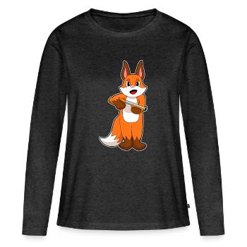 Fox Fusil de chasse - T-shirt manches longues Premium bio Femme - anthracite chiné - Devant - Julia (174cm)
