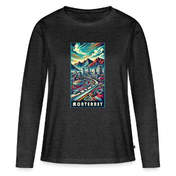 Conception de voyage à Monterrey et à Mexico - T-shirt manches longues Premium bio Femme - anthracite chiné - Devant - Julia (174cm)