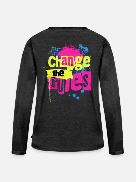 Change the Rules Graffiti - Frauen Premium Bio Langarmshirt - Anthrazit meliert