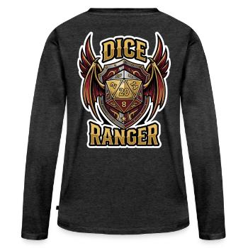 D20 RPG Ranger Ailé de Dé - T-shirt manches longues Premium bio Femme - anthracite chiné - Dos - Julia (174cm)