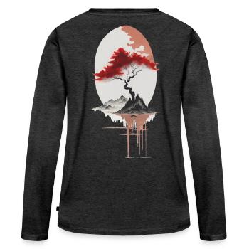 Asian island - Women's Premium Organic Long Sleeve Shirt - heather anthracite - Back - Julia (174cm)