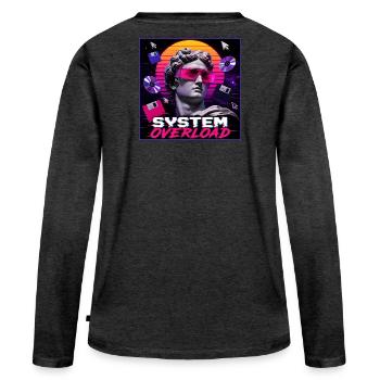 Art de surcharge du système rétro Vaporwave Synthwave - T-shirt manches longues Premium bio Femme - anthracite chiné - Dos - Julia (174cm)