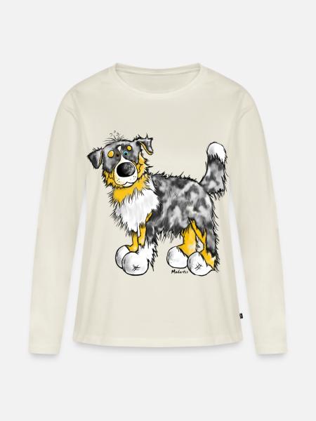 Aussie - Australian Shepherd - Hund - Dog - Frauen Premium Bio Langarmshirt - Naturweiß