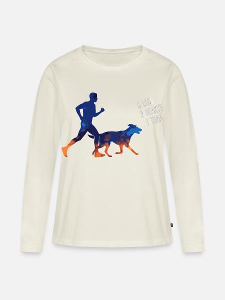 Canicross Läufer Und Hund Team - Frauen Premium Bio Langarmshirt - Naturweiß
