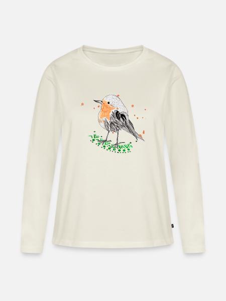 Rotkehlchen - Frauen Premium Bio Langarmshirt - Naturweiß