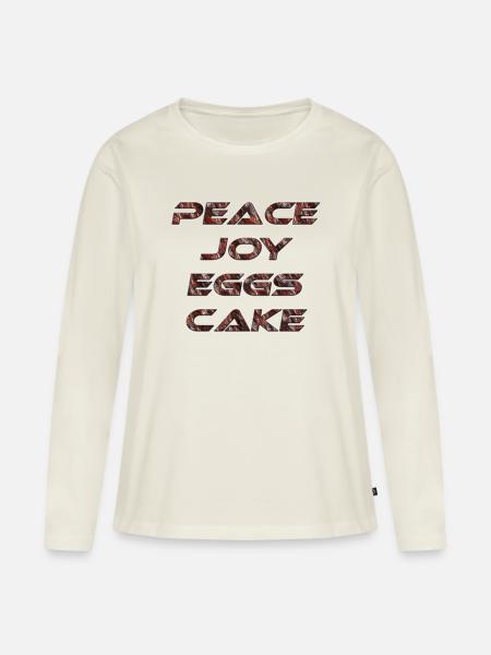 Peace Joy Eggscake Rost - Frauen Premium Bio Langarmshirt - Naturweiß