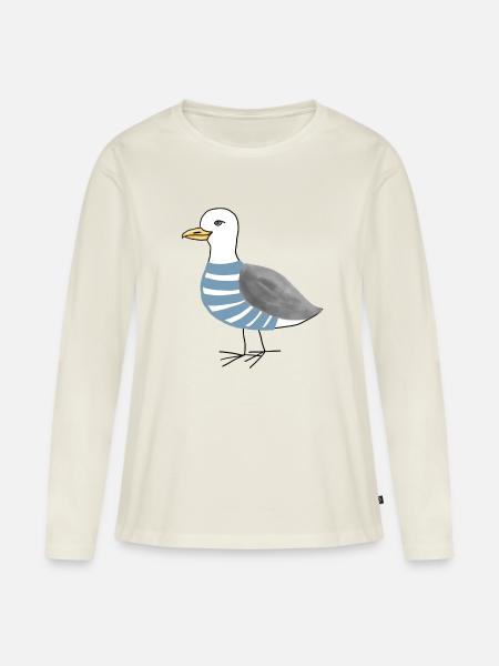 Möwe Maritim - Frauen Premium Bio Langarmshirt - Naturweiß